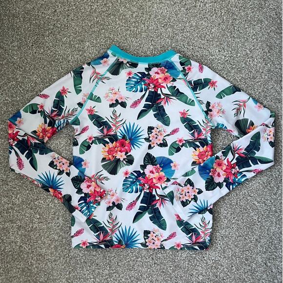 Pipeline Floral Rashguard Swim Shirt Stretchy UPF Pool Beach Girls Size 16 - Picture 2 of 9